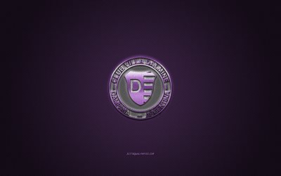 Villa Dalmine, Argentine football club, white logo, purple carbon fiber background, Primera B Nacional, football, Campana, Argentina, Villa Dalmine logo