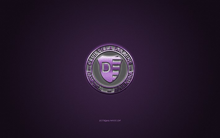 Villa Dalmine, club de football argentin, logo blanc, fond violet en fibre de carbone, Primera B Nacional, football, Campana, Argentine, logo Villa Dalmine