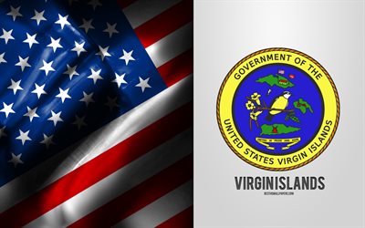 Seal of Virgin Islands, USA Flag, Virgin Islands emblem, Virgin Islands coat of arms, Virgin Islands badge, American flag, Virgin Islands, USA