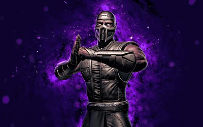 Noob Saibot, 4k, luzes de n&#233;on violeta, Mortal Kombat Mobile, jogos de luta, MK Mobile, criativo, Mortal Kombat, Noob Saibot Mortal Kombat
