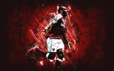 Michail Antonio, West Ham United FC, English footballer, burgundy stone background, Premier League, football, Michail Antonio art