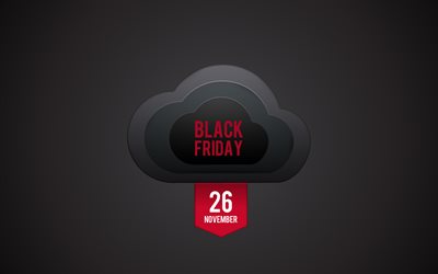 Black Friday, 4k, fond noir, élément Black Friday, nuage, 26 novembre 2021, Black Friday 2021, fond Black Friday