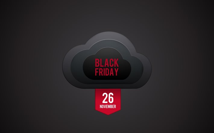 Black Friday, 4k, sfondo nero, elemento del Black Friday, nuvola, 26 novembre 2021, Black Friday 2021, sfondo del Black Friday