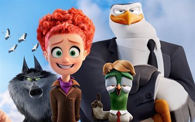 Les cigognes, 4k, 3D, d&#39;animation, de personnages, 2016 film