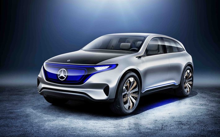 Mercedes-Benz Generation EQ, 2017 cars, 4K, crossovers, concepts, electric cars, silver Mercedes