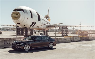 BMW 7-series, 2017, luxury black sedan, business class, black BMW 7, German cars