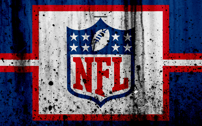 NFL, 4k, grunge, logo, l&#39;arte, la NFL logo della National Football League