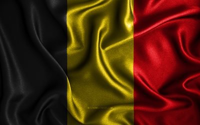 Belgian flag, 4k, silk wavy flags, European countries, national symbols, Flag of Belgium, fabric flags, Belgium flag, 3D art, Belgium, Europe, Belgium 3D flag