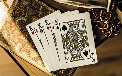Four King, Playing Cards, quads of kings, poker, combinations, quads of king for poker