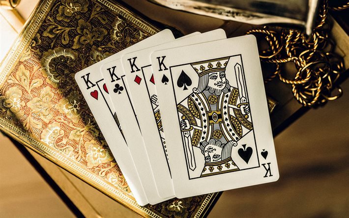 Quatre roi, cartes &#224; jouer, quads de rois, poker, combinaisons, quads de roi pour le poker