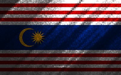 Bandiera di Kuala Lumpur, astrazione multicolore, bandiera mosaico di Kuala Lumpur, Kuala Lumpur, arte del mosaico, bandiera di Kuala Lumpur