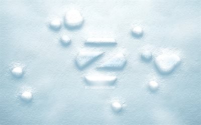 Logotipo de neve 3D do Zorin OS, 4K, criativo, Linux, logotipo do Zorin OS, fundos de neve, logotipo 3D do Zorin OS, Zorin OS