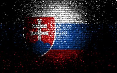 Drapeau slovaque, art de la mosa&#239;que, pays europ&#233;ens, drapeau de la Slovaquie, symboles nationaux, œuvres d&#39;art, Europe, Slovaquie
