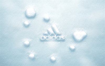 Adidas 3D kar logosu, 4K, yaratıcı, spor markaları, Adidas logosu, kar arka planları, Adidas 3D logosu, Adidas