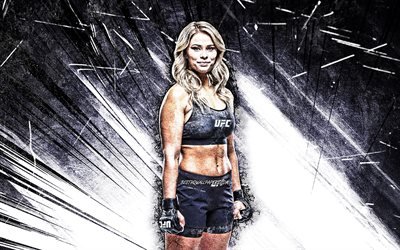 4k, Paige VanZant, grunge art, American fighters, MMA, UFC, female fighters, Paige Michelle VanZant, white abstract rays, Paige VanZant 4K, UFC fighters, MMA fighters