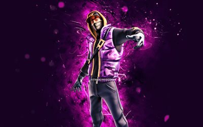 Street Striker, 4k, luzes de n&#233;on violeta, Fortnite Battle Royale, personagens Fortnite, Street Striker Skin, Fortnite, Street Striker Fortnite