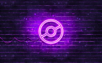 Logotipo Pok&#233;mon Go violeta, 4k, parede de tijolos violeta, logotipo Pok&#233;mon Go, marcas de jogos, logotipo Pok&#233;mon Go neon, Pok&#233;mon Go
