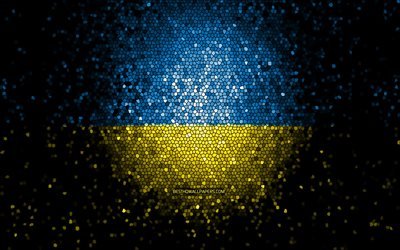 Ukrainian flag, mosaic art, European countries, Flag of Ukraine, national symbols, Ukraine flag, artwork, Europe, Ukraine