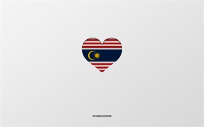 J&#39;aime Kuala Lumpur, pays d&#39;Asie, Kuala Lumpur, fond gris, coeur de drapeau de Kuala Lumpur, pays pr&#233;f&#233;r&#233;, Love Kuala Lumpur