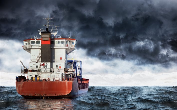 البحر, العاصفة, سفينة الحاويات, سفينة كبيرة, النقل