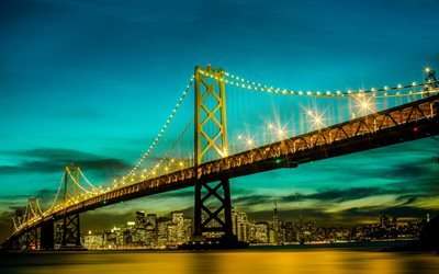 Ponte De Port&#227;o Dourada, noite, San Francisco, Am&#233;rica, EUA