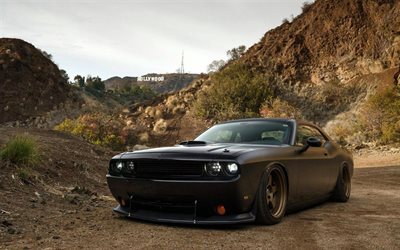 Dodge Challenger, 2016, supercars, muscle cars, matte gray dodge