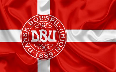 Denmark national football team, emblem, logo, flag, Europe, flag of Denmark, football, World Cup