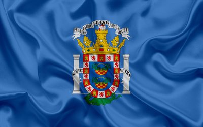 Bandera de Melilla, Espa&#241;a, Melilla escudo de armas, ciudad espa&#241;ola, de seda azul