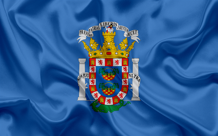 Bandeira de Melilla, Espanha, Melilla bras&#227;o de armas, Cidade espanhola, de seda azul