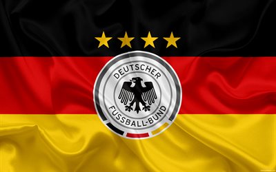 Saksan jalkapallomaajoukkue, tunnus, logo, jalkapalloliitto, lippu, Euroopassa, Saksan lippu, jalkapallo, World Cup
