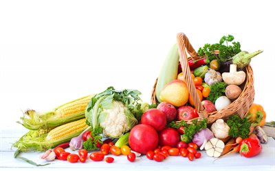 la comida saludable, la dieta, los conceptos, las verduras, la monta&#241;a de verduras