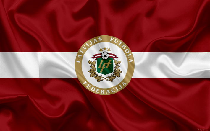 Lettland landslaget, emblem, logotyp, fotbollsf&#246;rbundet, flagga, Europa, flaggan i Lettland, fotboll, Vm