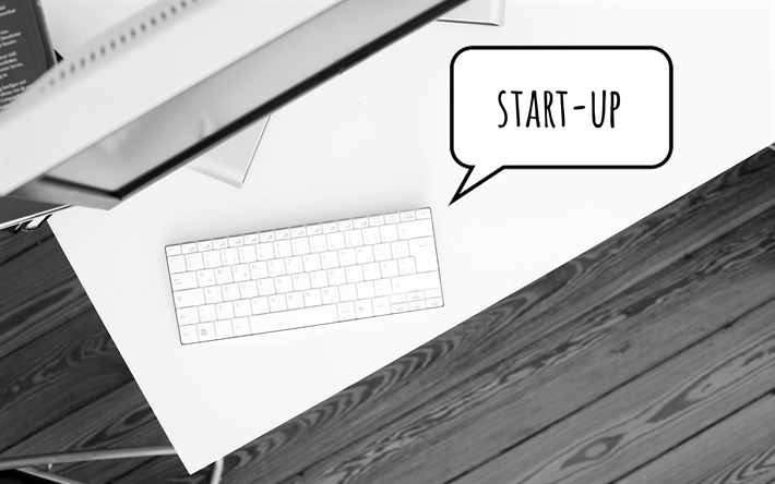 Start Up, laptop, 4k, una tastiera, una Start Up concetto