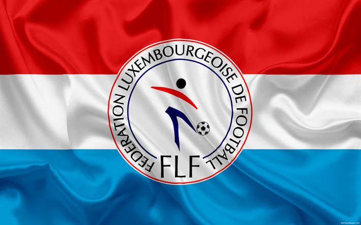 Luxemburg landslaget, emblem, logotyp, fotbollsf&#246;rbundet, flagga, Europa, Luxemburg flagga, fotboll, Vm