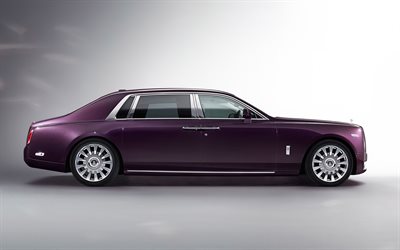Rolls Royce Phantom, 2018, EWB, 4k, purple Phantom, luxury cars, British new cars, Rolls Royce