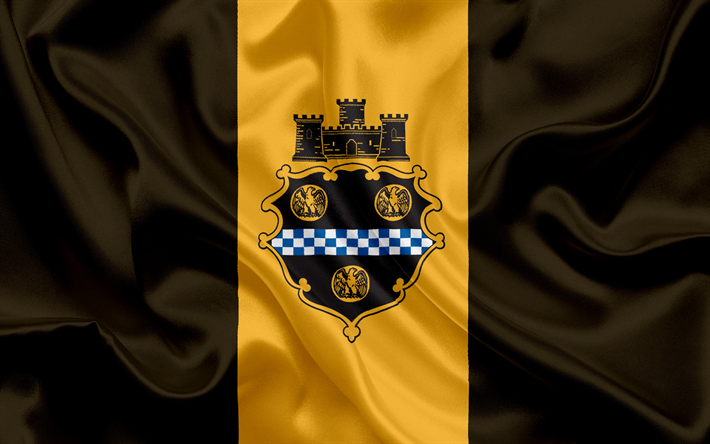 bandeira de Pittsburgh, Cidade americana, EUA, bras&#227;o de armas de Pittsburgh, Pensilv&#226;nia