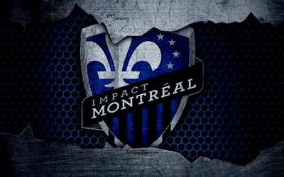 مونتريال إمباكت, 4k, شعار, MLS, كرة القدم, الشرقي, نادي كرة القدم, الولايات المتحدة الأمريكية, الجرونج, الملمس المعدني, مونتريال إمباكت FC