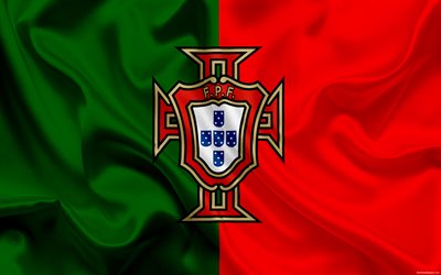 Portugal national football team, emblem, logo, football federation, flag, Europe, flag of Portugal, football, World Cup