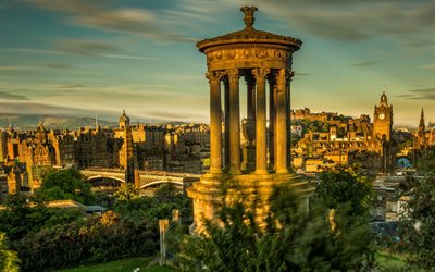 Greenside, Edinburgh, aamulla, sunrise, n&#228;ht&#228;vyyksi&#228;, muistomerkit, Skotlanti