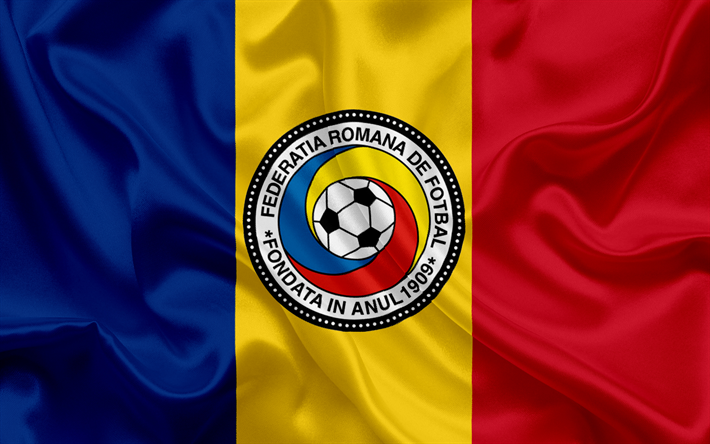 Romania squadra nazionale di calcio, emblema, logo, federazione gioco calcio, bandiera, Europa, bandiera della Romania, di calcio, Coppa del Mondo