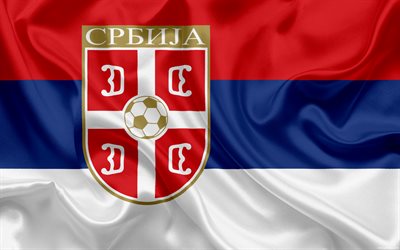 Serbia national football team, emblem, logo, football federation, flag, Europe, flag of Serbia, football, World Cup