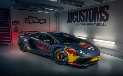 Lamborghini Aventador, Red Bull, 2017, Superveloce, supercar, tuning Aventador, garage, Italian sports cars, Lamborghini