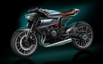Kawasaki SC-02 Koncept, 4k, 2017 cyklar, inst&#228;llda t&#229;g, Sj&#228;l Laddare, japanska motorcyklar, Kawasaki
