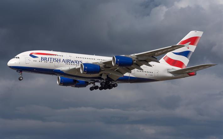 Airbus A380-800, avion de passagers, British Airways, les vols en avion, avion