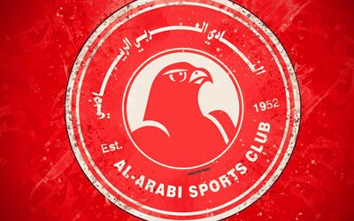 Al-Arabi SC, 4k, Qatari football team, art, logo, Qatar Stars League, Q-League, emblem, red background, grunge style, Doha, Qatar, football