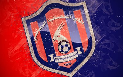 Al-Shahania SC, 4k, Qatari football team, paint art, logo, creative team, Qatar Stars League, Q-League, emblem, red blue background, grunge style, Al-Shahaniya, Qatar, football