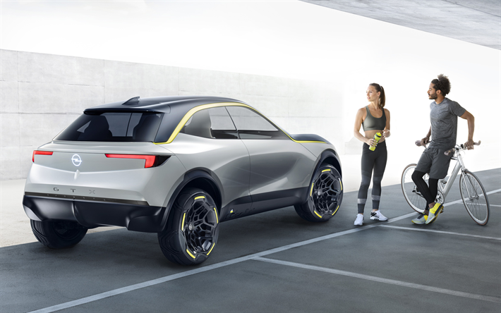Opel GT X Kokeellinen, 2018, takaa katsottuna, ulkoa, s&#228;hk&#246;inen crossover, s&#228;hk&#246;autot, Opel