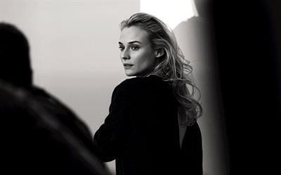 Diane Kruger, sesi&#243;n de fotos, en blanco y negro, la actriz alemana, el modelo, el vestido negro