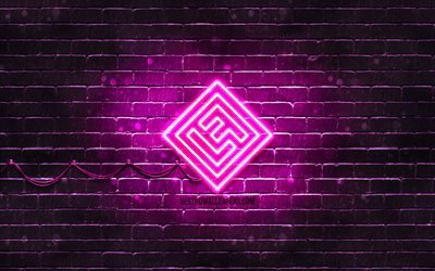 Lost Frequencies purple logo, 4k, superstars, Belgian DJs, purple brickwall, Lost Frequencies logo, Felix De Laet, Lost Frequencies, music stars, Lost Frequencies neon logo