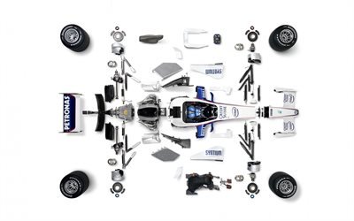 BMW Sauber F1 07, 2007, all parts formula 1 car, F1, disassembled Formula 1 car, car in parts